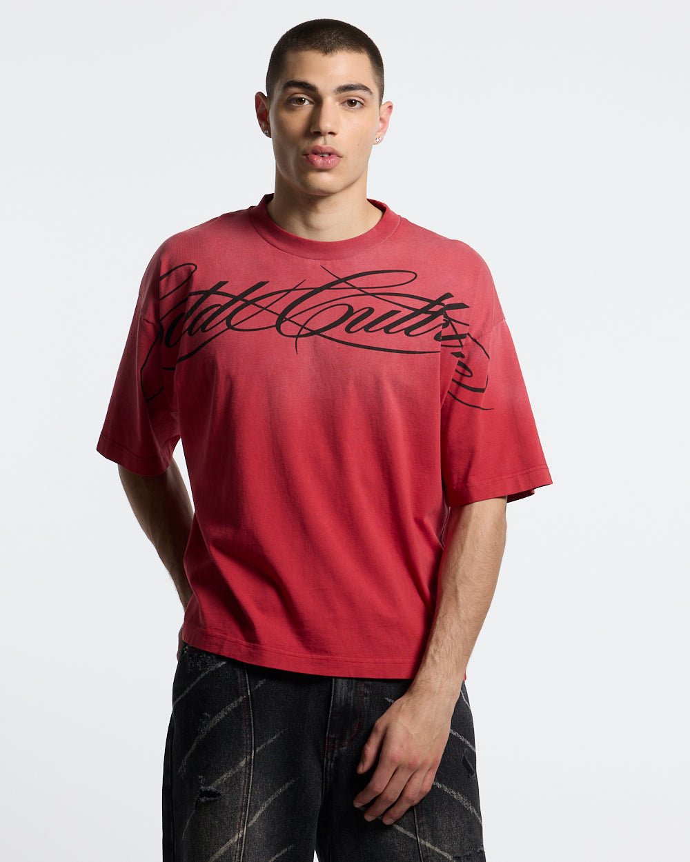 Cold culture CROSSED SCRIPT TEE RED