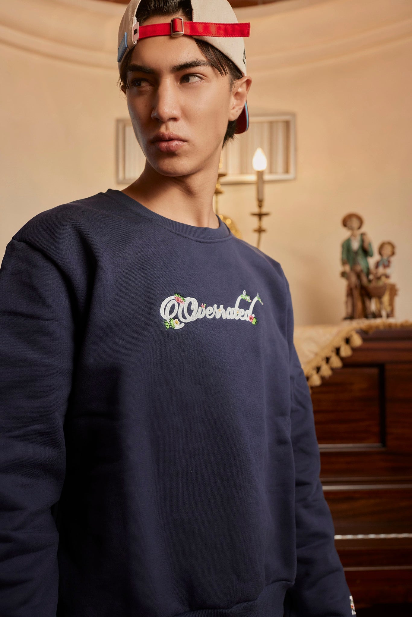 SUDADERA OVERRATED FLOWERS Navy