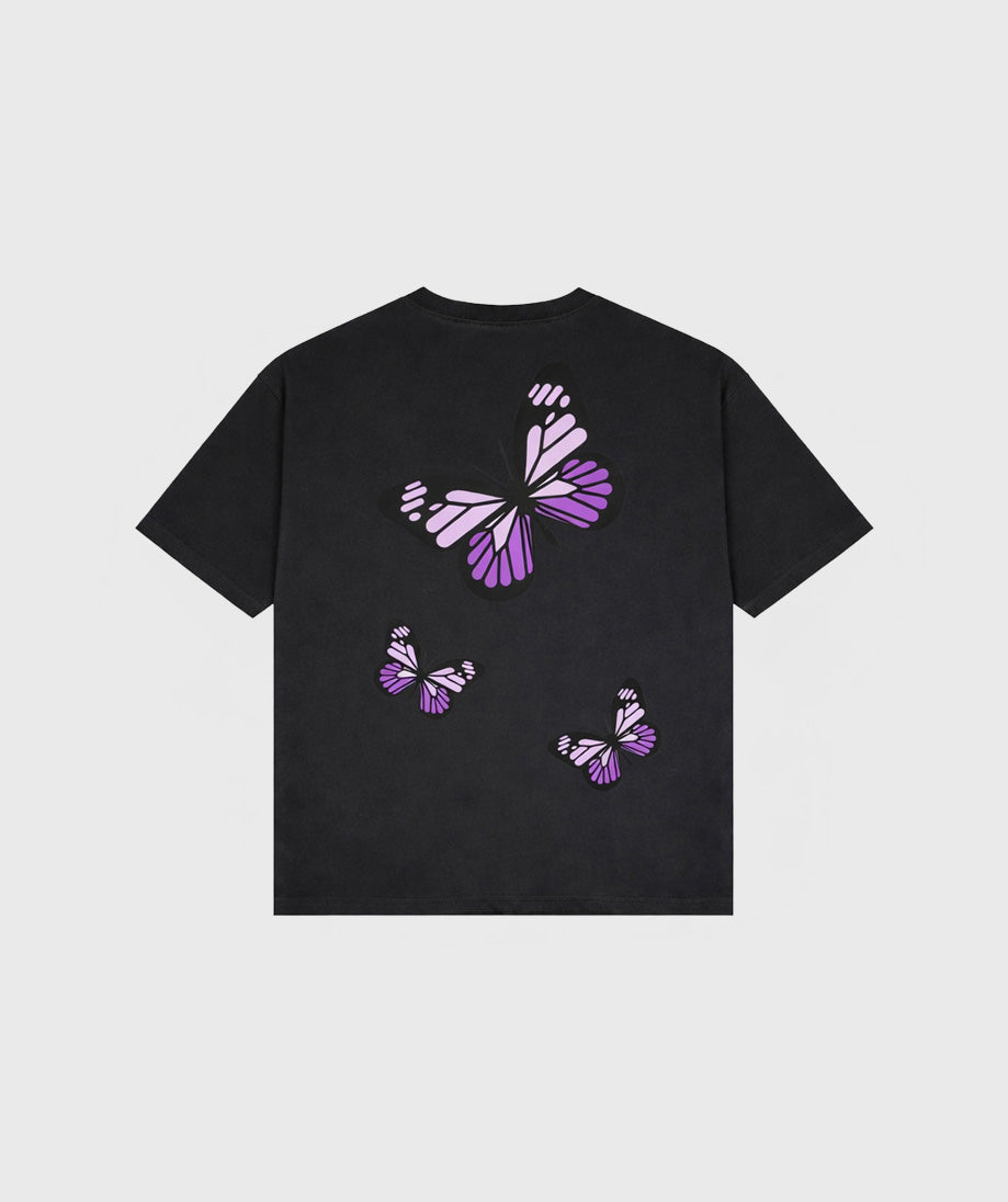 CAMISETA GRIS BUTTERFLY OVERRATED