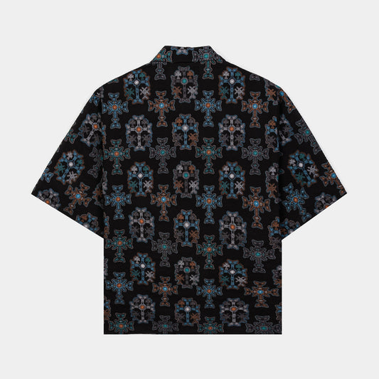 THE CROSS SEERSUCKER BUTTON UP SHORT SLEEVE