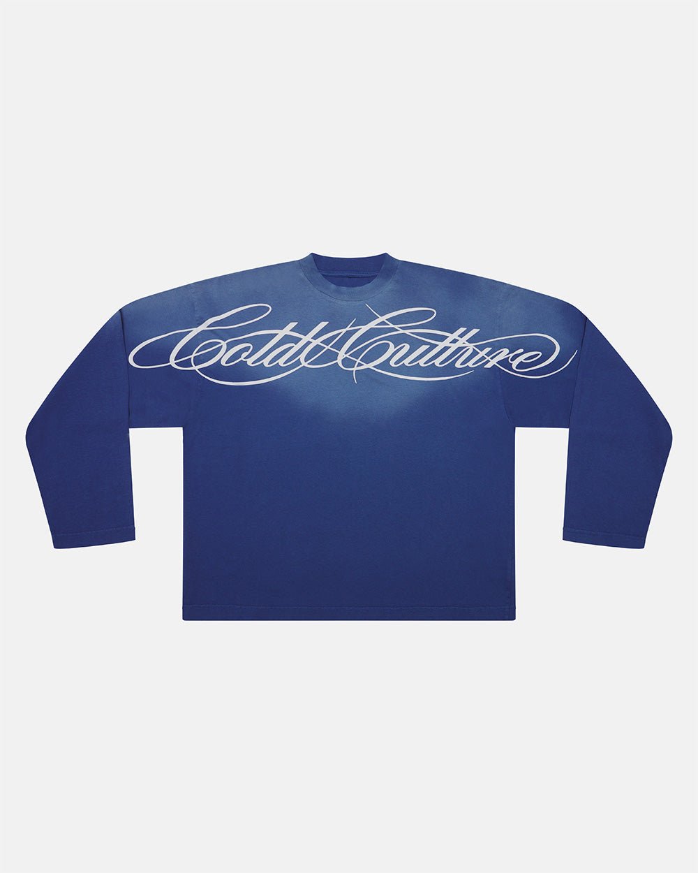 COLD CULTURE CROSSED SCRIPT LONG SLEEVE VIBRANT BLUE