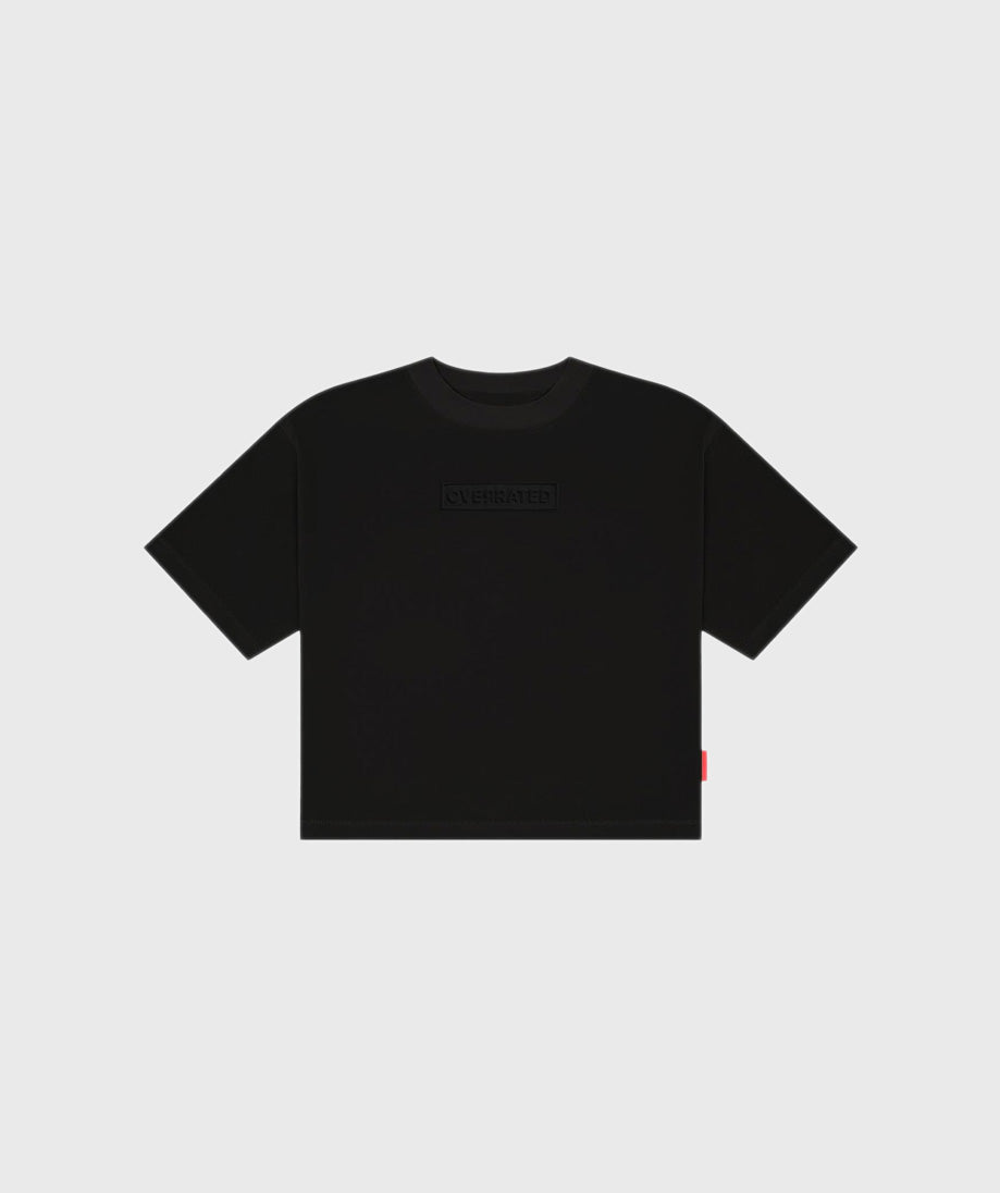 CAMISETA BOXY FIT NEGRA BOTANICAL OVERRATED