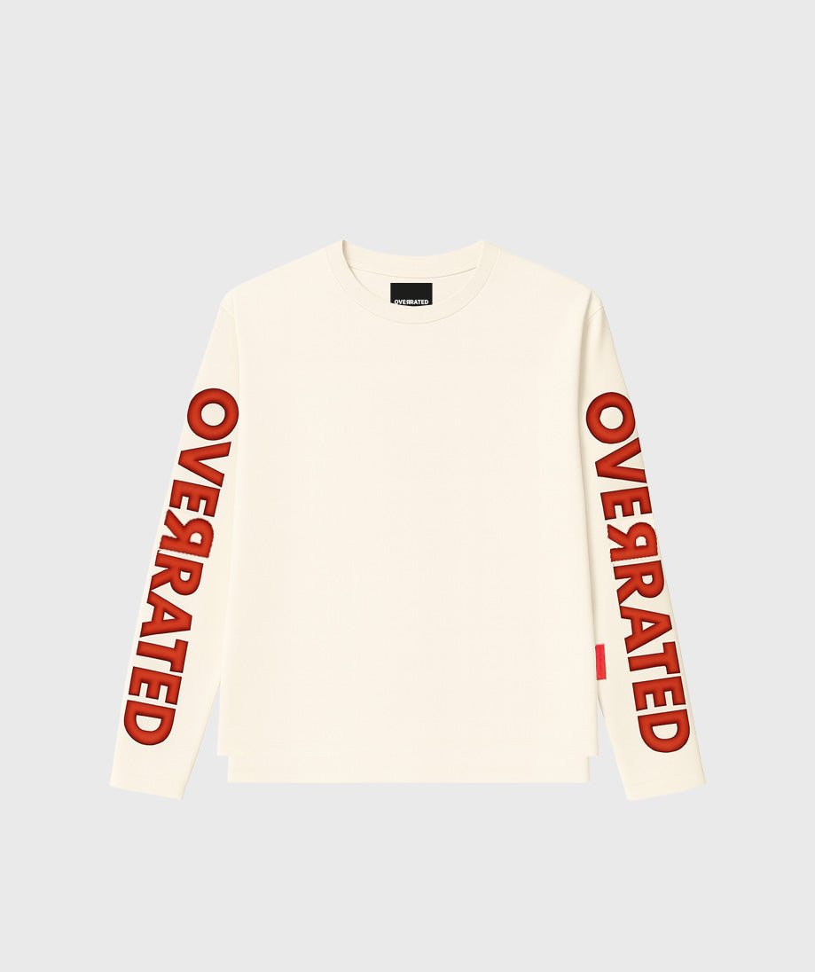 OVERRATED CREAM LONG SLEEVE T-SHIRT