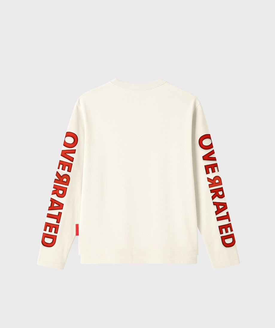 OVERRATED CREAM LONG SLEEVE T-SHIRT