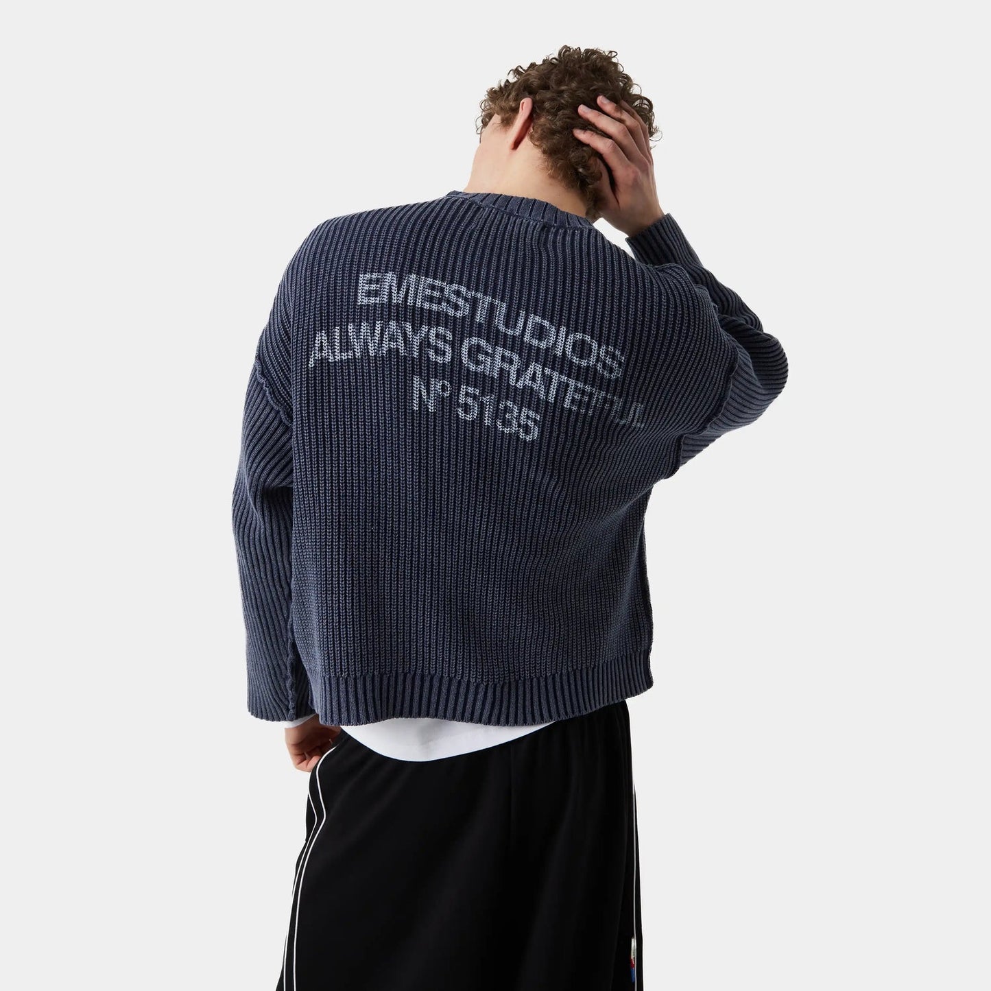 EME ESTUDIO Collective Slate Blue Knit Sweater