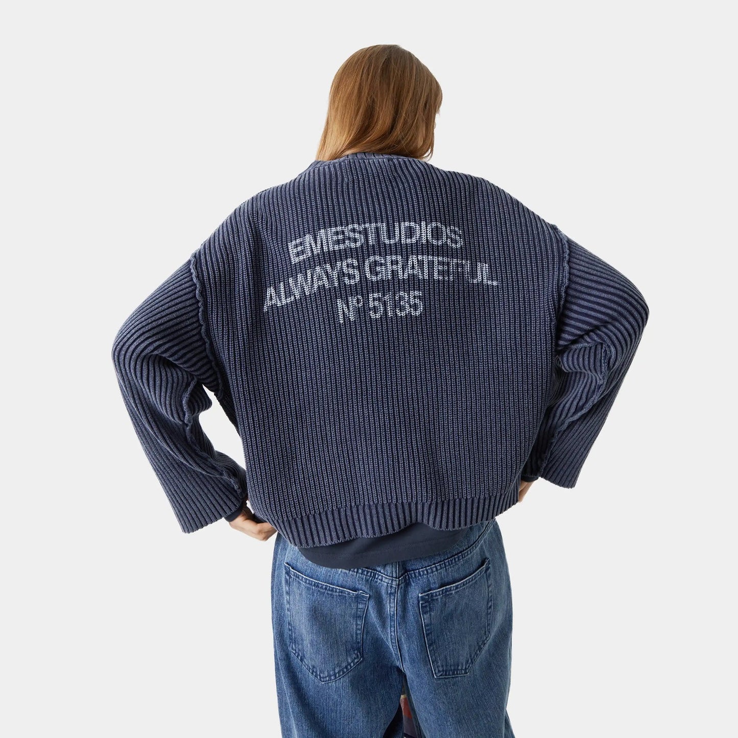 EME ESTUDIO Collective Slate Blue Knit Sweater