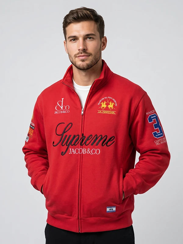 Supreme La Martina Zip Up Sweatshirt Red