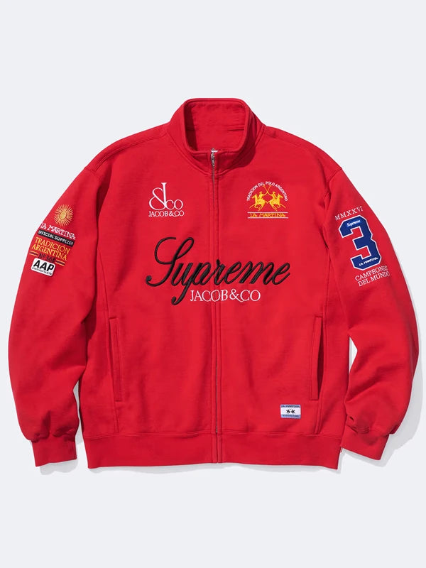 Supreme La Martina Zip Up Sweatshirt Red