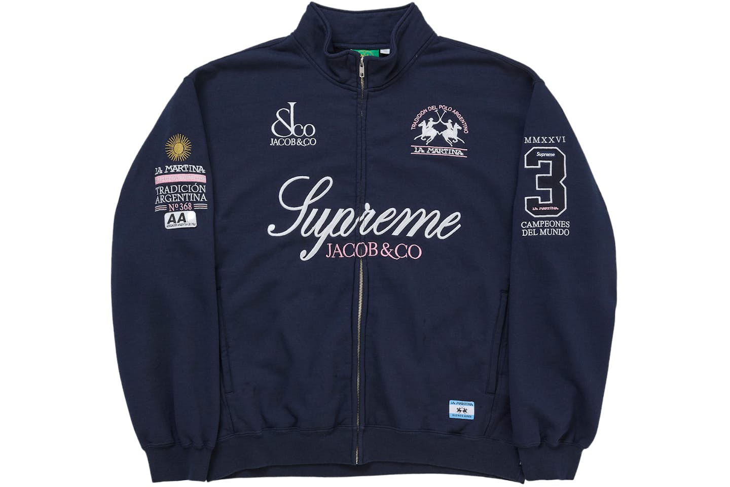 Supreme La Martina Zip Up Sweatshirt navy